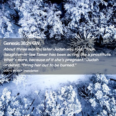 Picture 02 - Genesis 38:24 GW - About three months later Judah was told, “Your - Bible Verse Picture