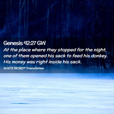 Picture 02 - Genesis 42:27 GW - At the place where they stopped for the night, - Bible Verse Picture