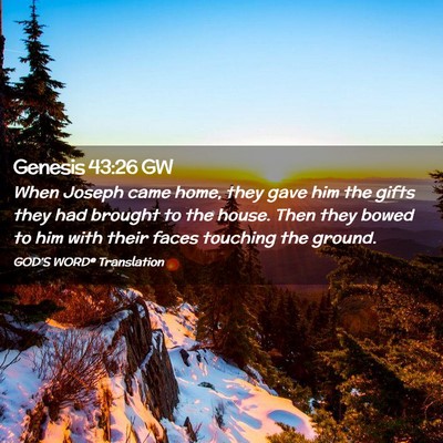 Picture 02 - Genesis 43:26 GW - When Joseph came home, they gave him the gifts - Bible Verse Picture