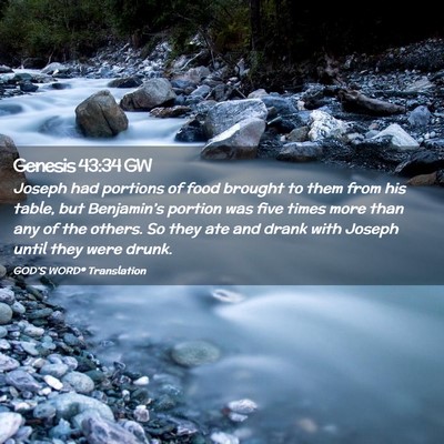 Picture 02 - Genesis 43:34 GW - Joseph had portions of food brought to them from - Bible Verse Picture