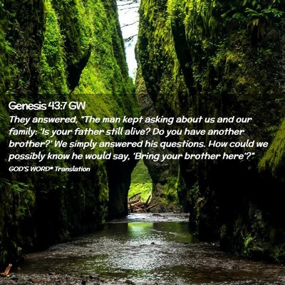 Picture 02 - Genesis 43:7 GW - They answered, “The man kept asking about us - Bible Verse Picture