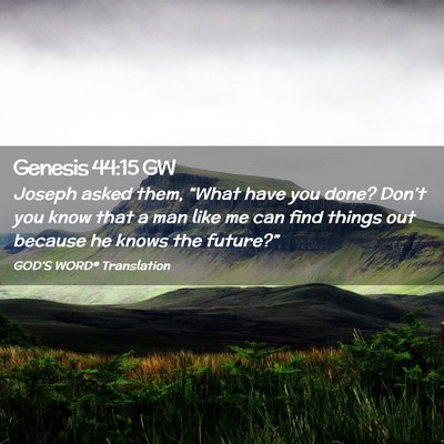 Picture 02 - Genesis 44:15 GW - Joseph asked them, “What have you done? Don’t - Bible Verse Picture