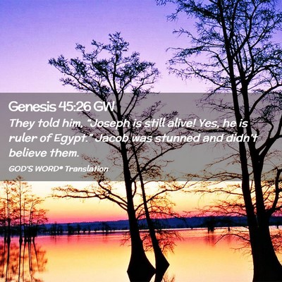 Picture 02 - Genesis 45:26 GW - They told him, “Joseph is still alive! Yes, he - Bible Verse Picture
