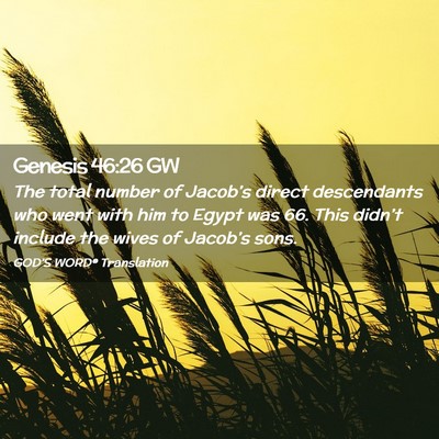 Picture 02 - Genesis 46:26 GW - The total number of Jacob’s direct descendants - Bible Verse Picture
