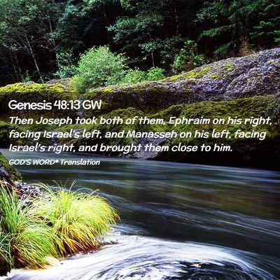Picture 02 - Genesis 48:13 GW - Then Joseph took both of them, Ephraim on his - Bible Verse Picture