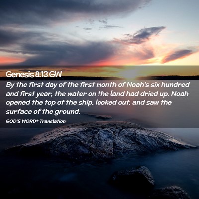 Picture 02 - Genesis 8:13 GW - By the first day of the first month of Noah’s - Bible Verse Picture