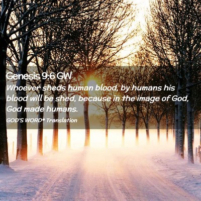 Picture 02 - Genesis 9:6 GW - Whoever sheds human blood, by humans his blood - Bible Verse Picture