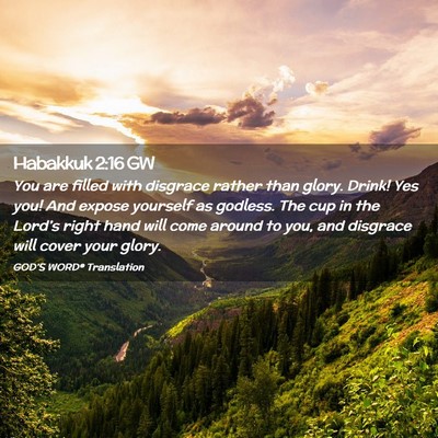 Picture 02 - Habakkuk 2:16 GW - You are filled with disgrace rather than glory. - Bible Verse Picture