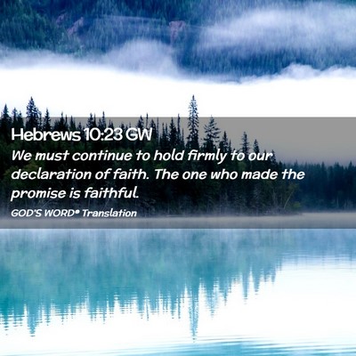 Picture 02 - Hebrews 10:23 GW - We must continue to hold firmly to our - Bible Verse Picture