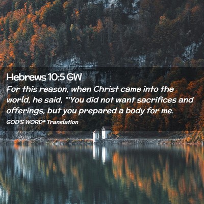 Picture 02 - Hebrews 10:5 GW - For this reason, when Christ came into the world, - Bible Verse Picture