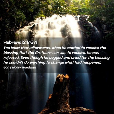 Picture 02 - Hebrews 12:17 GW - You know that afterwards, when he wanted to - Bible Verse Picture
