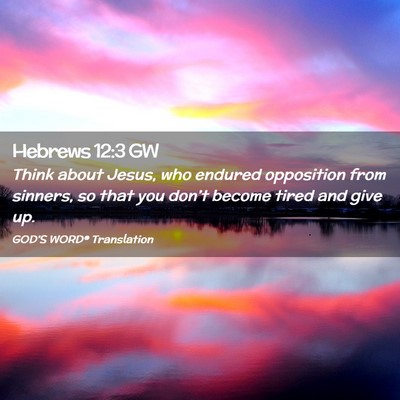 Picture 02 - Hebrews 12:3 GW - Think about Jesus, who endured opposition from - Bible Verse Picture