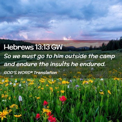Picture 02 - Hebrews 13:13 GW - So we must go to him outside the camp and endure - Bible Verse Picture