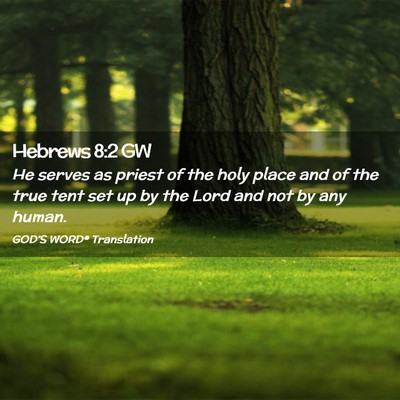 Picture 02 - Hebrews 8:2 GW - He serves as priest of the holy place and of the - Bible Verse Picture