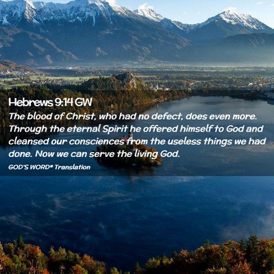 Picture 02 - Hebrews 9:14 GW - The blood of Christ, who had no defect, does even - Bible Verse Picture