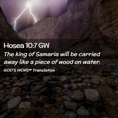 Picture 02 - Hosea 10:7 GW - The king of Samaria will be carried away like a - Bible Verse Picture