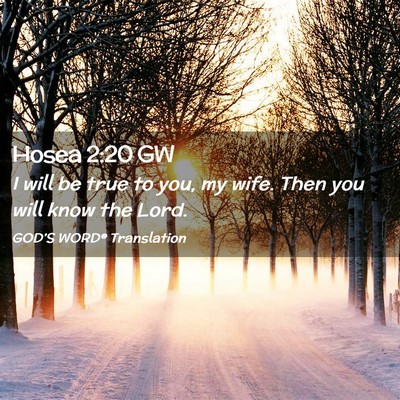 Picture 02 - Hosea 2:20 GW - I will be true to you, my wife. Then you will - Bible Verse Picture