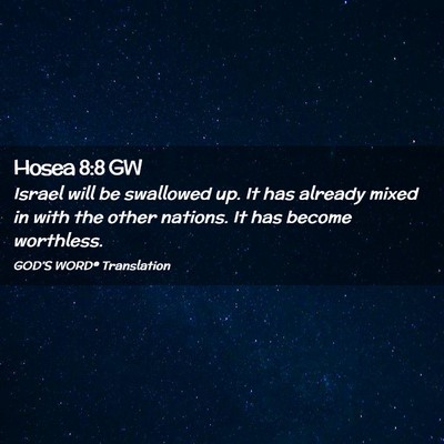 Picture 02 - Hosea 8:8 GW - Israel will be swallowed up. It has already mixed - Bible Verse Picture