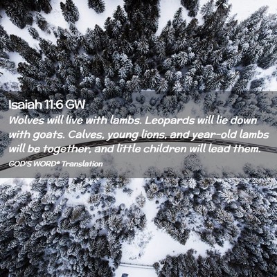 Picture 02 - Isaiah 11:6 GW - Wolves will live with lambs. Leopards will lie - Bible Verse Picture