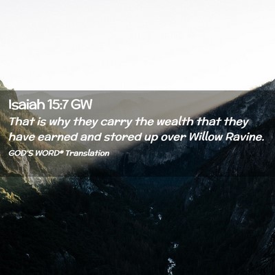 Picture 02 - Isaiah 15:7 GW - That is why they carry the wealth that they have - Bible Verse Picture