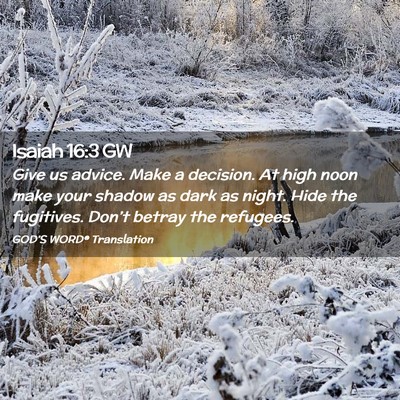 Picture 02 - Isaiah 16:3 GW - Give us advice. Make a decision. At high noon - Bible Verse Picture