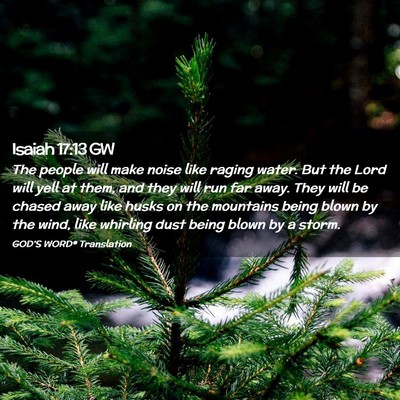 Picture 02 - Isaiah 17:13 GW - The people will make noise like raging water. But - Bible Verse Picture