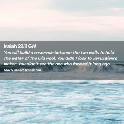 Picture 02 - Isaiah 22:11 GW - You will build a reservoir between the two walls - Bible Verse Picture