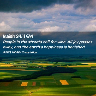 Picture 02 - Isaiah 24:11 GW - People in the streets call for wine. All joy - Bible Verse Picture