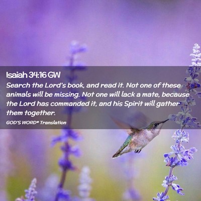 Picture 02 - Isaiah 34:16 GW - Search the Lord’s book, and read it. Not one of - Bible Verse Picture