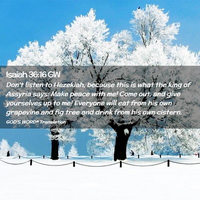 Picture 02 - Isaiah 36:16 GW - Don’t listen to Hezekiah, because this is what - Bible Verse Picture