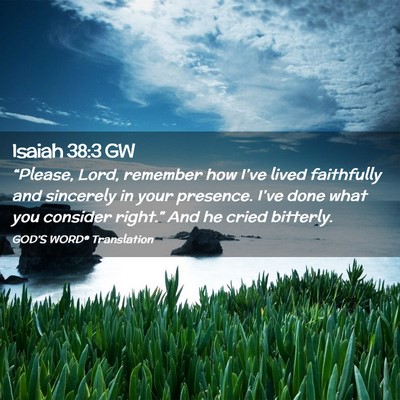 Picture 02 - Isaiah 38:3 GW - “Please, Lord, remember how I’ve lived - Bible Verse Picture