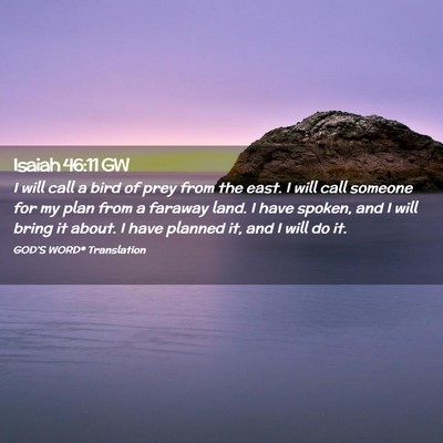 Picture 02 - Isaiah 46:11 GW - I will call a bird of prey from the east. I will - Bible Verse Picture