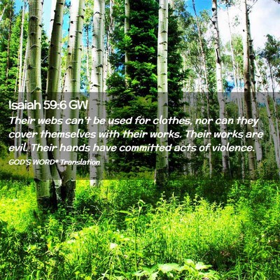 Picture 02 - Isaiah 59:6 GW - Their webs can’t be used for clothes, nor can - Bible Verse Picture