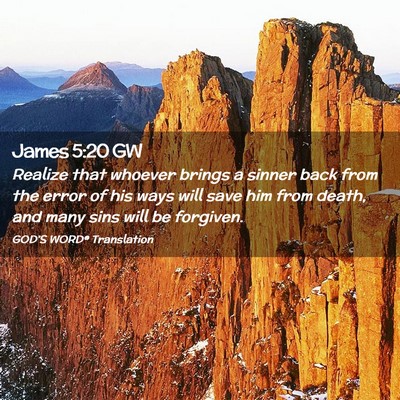 Picture 02 - James 5:20 GW - Realize that whoever brings a sinner back from - Bible Verse Picture