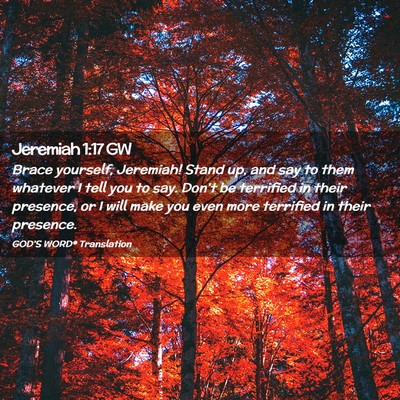 Picture 02 - Jeremiah 1:17 GW - Brace yourself, Jeremiah! Stand up, and say to - Bible Verse Picture