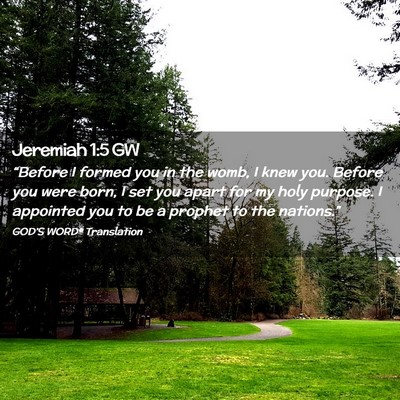Picture 02 - Jeremiah 1:5 GW - “Before I formed you in the womb, I knew you. - Bible Verse Picture