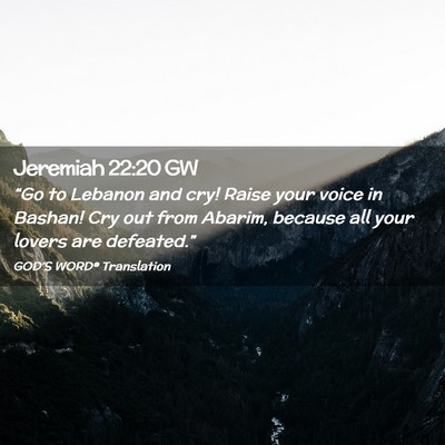 Picture 02 - Jeremiah 22:20 GW - “Go to Lebanon and cry! Raise your voice in - Bible Verse Picture