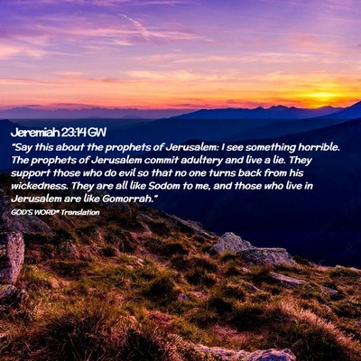 Picture 02 - Jeremiah 23:14 GW - “Say this about the prophets of Jerusalem: I - Bible Verse Picture