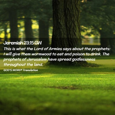 Picture 02 - Jeremiah 23:15 GW - This is what the Lord of Armies says about the - Bible Verse Picture