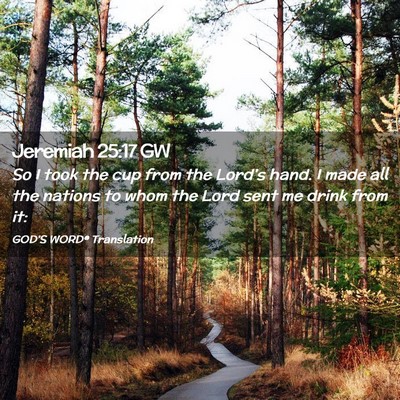 Picture 02 - Jeremiah 25:17 GW - So I took the cup from the Lord’s hand. I made - Bible Verse Picture