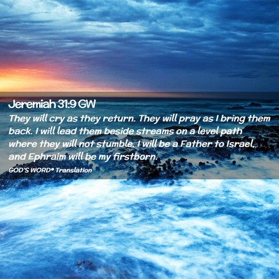 Picture 02 - Jeremiah 31:9 GW - They will cry as they return. They will pray as I - Bible Verse Picture