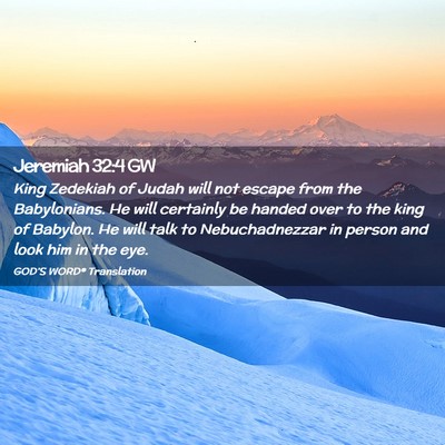 Picture 02 - Jeremiah 32:4 GW - King Zedekiah of Judah will not escape from the - Bible Verse Picture