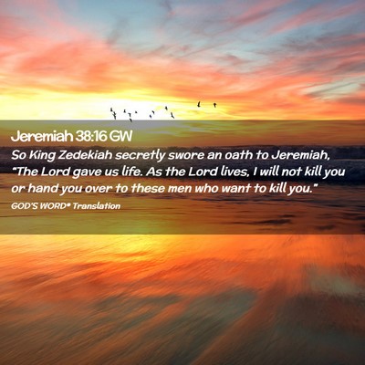 Picture 02 - Jeremiah 38:16 GW - So King Zedekiah secretly swore an oath to - Bible Verse Picture