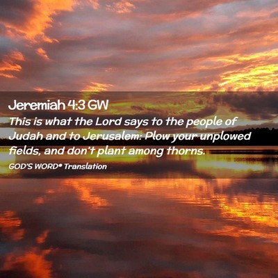 Picture 02 - Jeremiah 4:3 GW - This is what the Lord says to the people of Judah - Bible Verse Picture