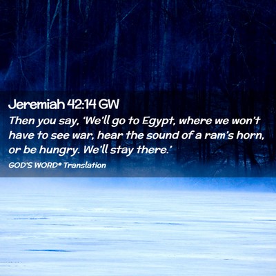 Picture 02 - Jeremiah 42:14 GW - Then you say, ‘We’ll go to Egypt, where we - Bible Verse Picture