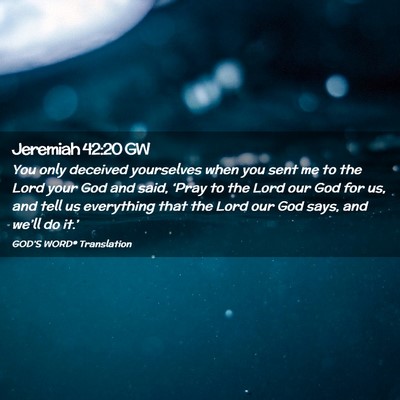Picture 02 - Jeremiah 42:20 GW - You only deceived yourselves when you sent me to - Bible Verse Picture