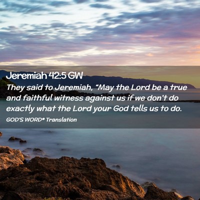 Picture 02 - Jeremiah 42:5 GW - They said to Jeremiah, “May the Lord be a true - Bible Verse Picture