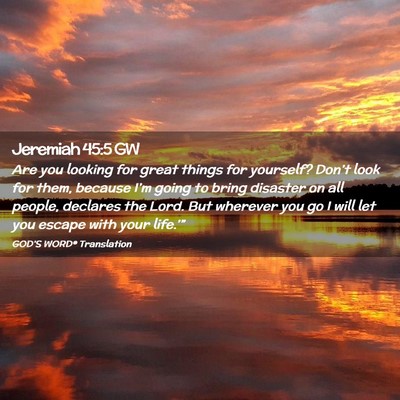 Picture 02 - Jeremiah 45:5 GW - Are you looking for great things for yourself? - Bible Verse Picture