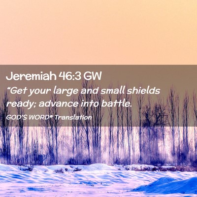 Picture 02 - Jeremiah 46:3 GW - “Get your large and small shields ready; - Bible Verse Picture