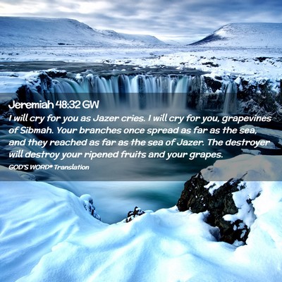 Picture 02 - Jeremiah 48:32 GW - I will cry for you as Jazer cries. I will cry for - Bible Verse Picture